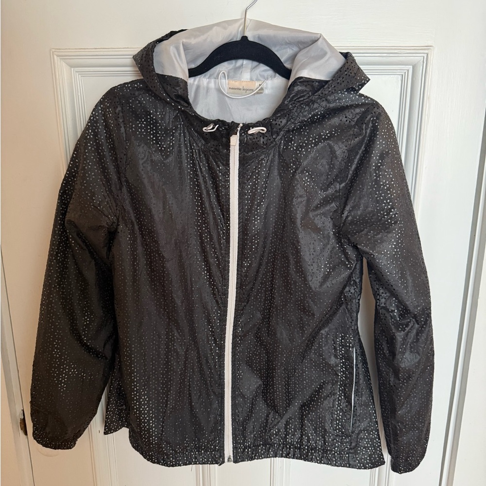 Nanette Lepore Lightweight Hooded Jacket, with Daisy cut out fabric. Size S.